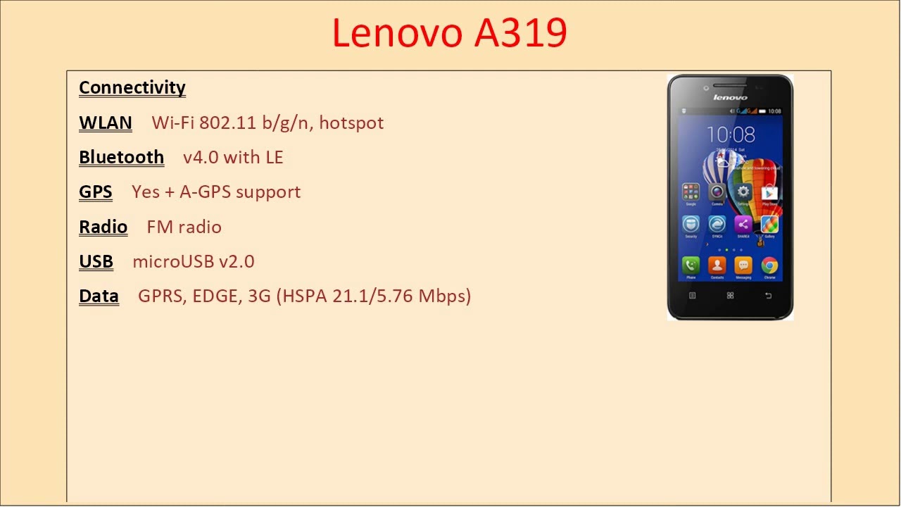 lenovo a319 full specifications