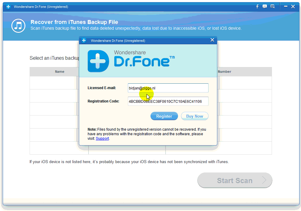 free dr fone registration code